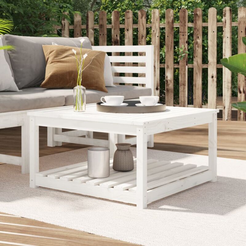 foto del prodotto tavolo da giardino bianco 82,5x82,5x45cm legno massello di pino vidaxl