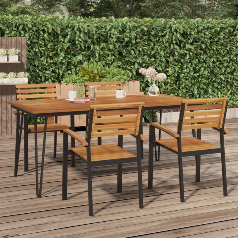 foto del prodotto vidaxl tavolo giardino con gambe forcella 180x90x75 cm massello acacia
