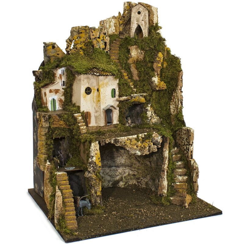 foto del prodotto rossi rosa plastico per presepe paesaggio con luci 52x45x70 cm 87463
