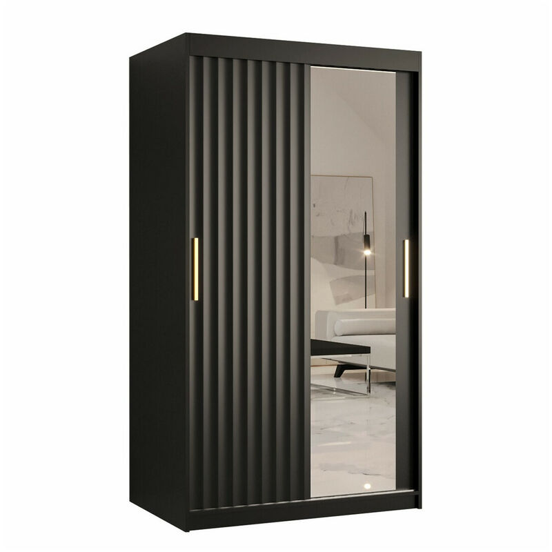 foto del prodotto guardaroba hartford 337, nero, 200x100x62cm, porte guardaroba scorrevoli, numero di ripiani 0