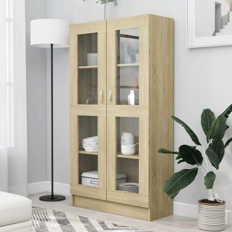 foto del prodotto vidaxl armadietto vetrina rovere sonoma 82,5x30,5x150 cm multistrato