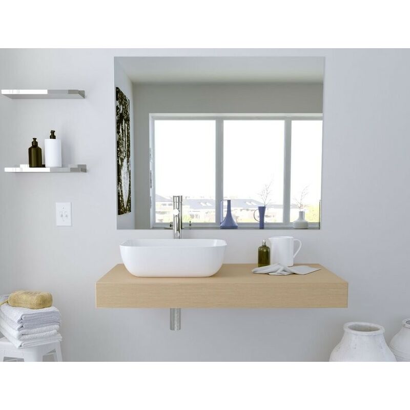 foto del prodotto mensola bagno 80 cm porta lavabo da appoggio colore rovere girasole 80 cm standard