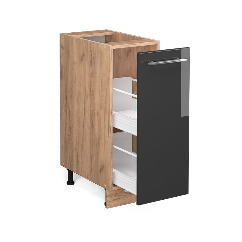 foto del prodotto armadio cucina dispensa alto fame line, antracite lucido, 30 cm senza piano di lavoro vicco