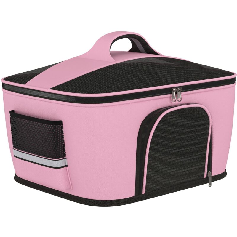 foto del prodotto borsa trasportino 50x35x36 cm per cani e gatti 2 porte rosa