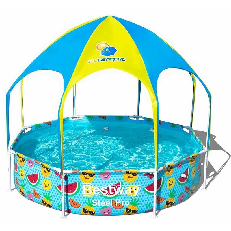 foto del prodotto bestway steel pro 56432 piscina fuori terra piscina con bordi piscina rotonda 1688 l arancione, giallo