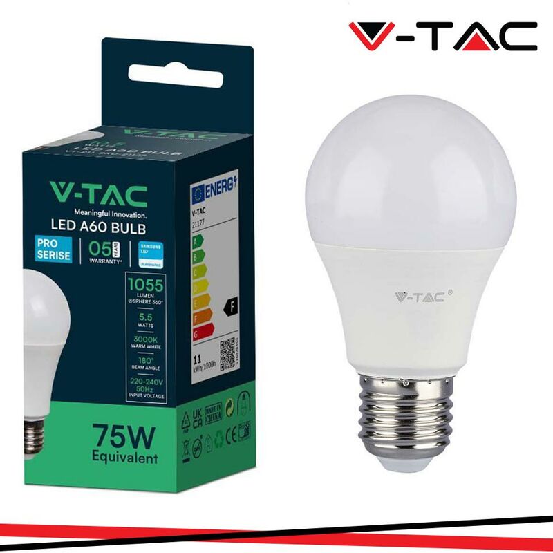 foto del prodotto led lampadina samsung chip 10.5w e27 a58 plastica 4000k luce naturale