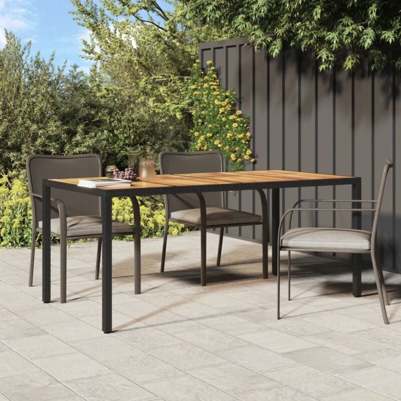 foto del prodotto vidaxl tavolo da giardino 190x90x75 cm polyrattan legno di acacia nero