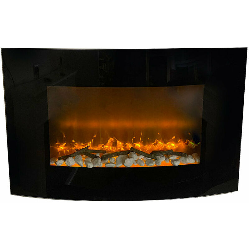 foto del prodotto camino elettrico da parete effetto fiamma 88,5x13,5x56 cm 900w 1800w nero