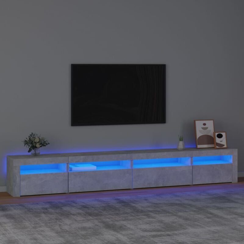 foto del prodotto vidaxl mobile porta tv con luci led grigio cemento 270x35x40 cm