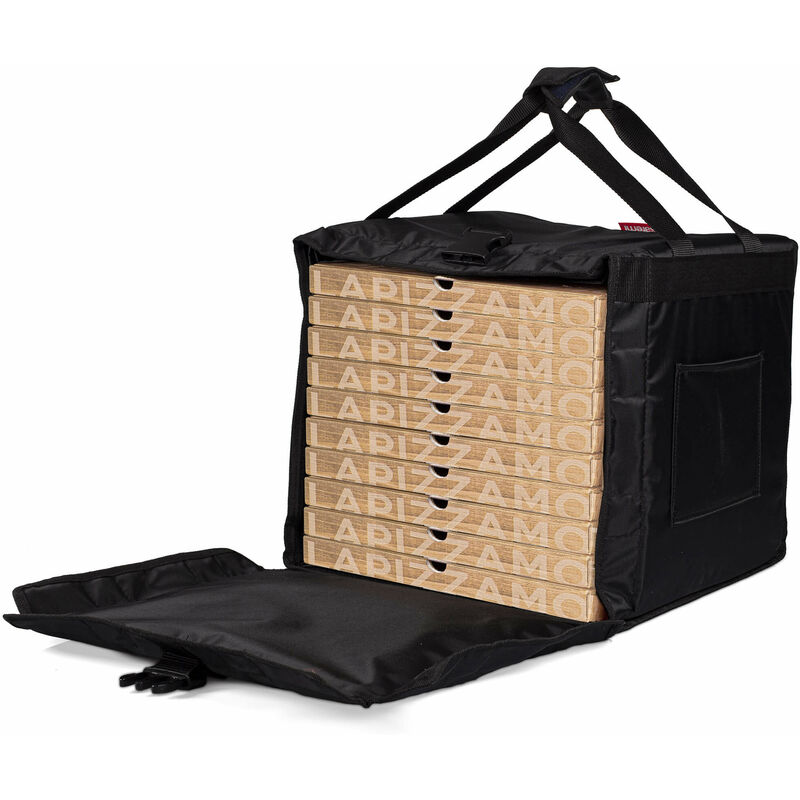 foto del prodotto borsa termica rigida magnetica porta pizze da asporto 10 cartoni safemi magnetic 10 nera