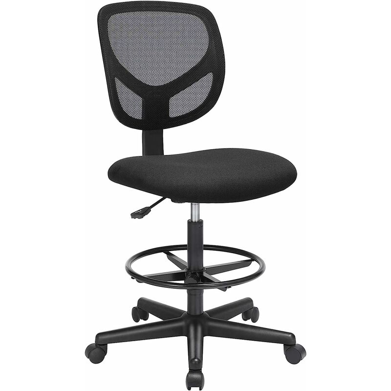 foto del prodotto songmics sedia da ufficio, sedia a rete girevole, altezza e poggiapiedi regolabili, sedia da pittura, ergonomica, senza braccioli, capacit di