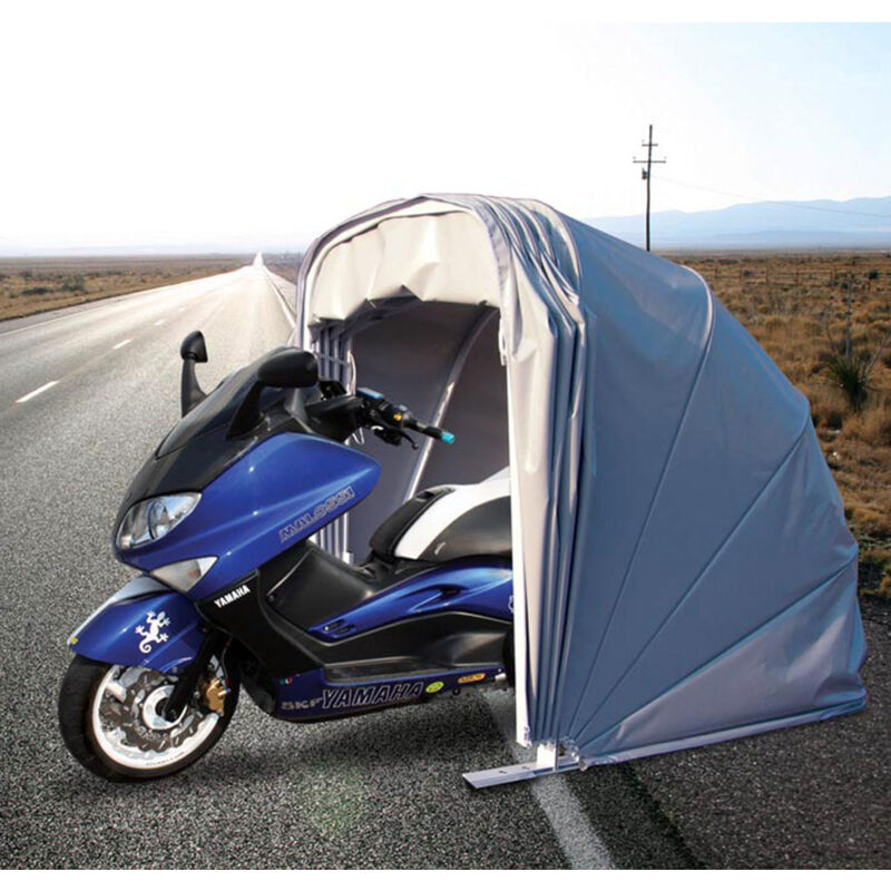 foto del prodotto motobox a chiocciola copertura box in pvc 280x130xh140 cm per moto scooter grigio