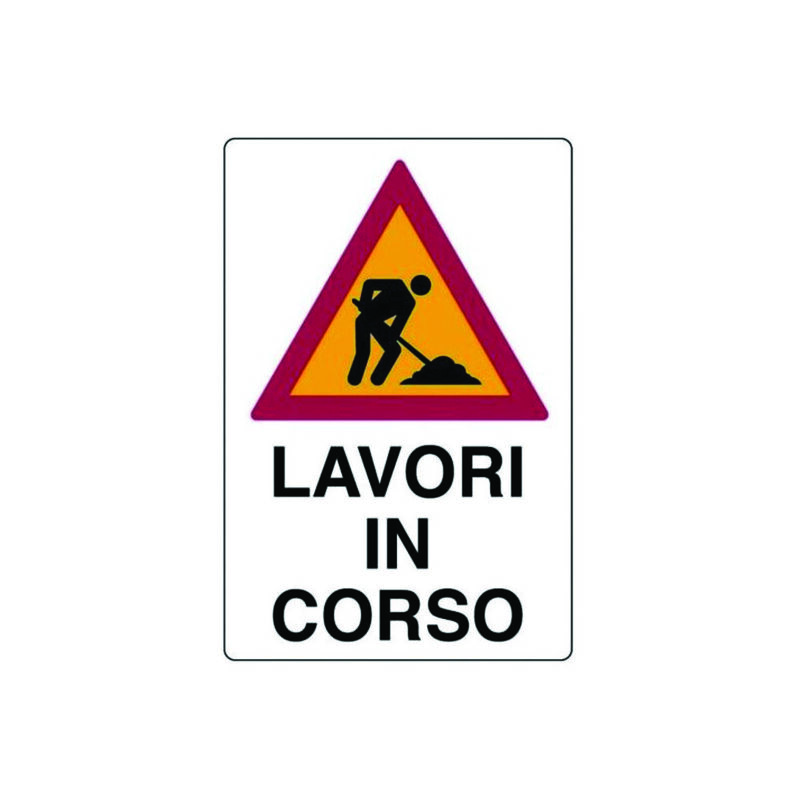 foto del prodotto cartello lavori in corso cm.50x70h. in plastica