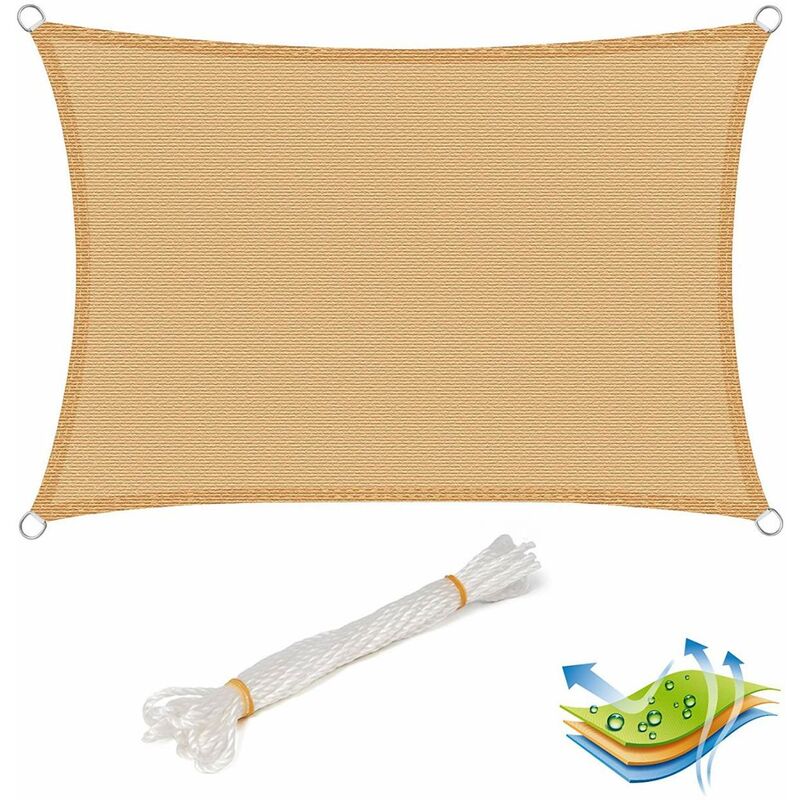 foto del prodotto tenda vela ombreggiante telo sole ombra giardino parasole sabbia 2x4 m woltu