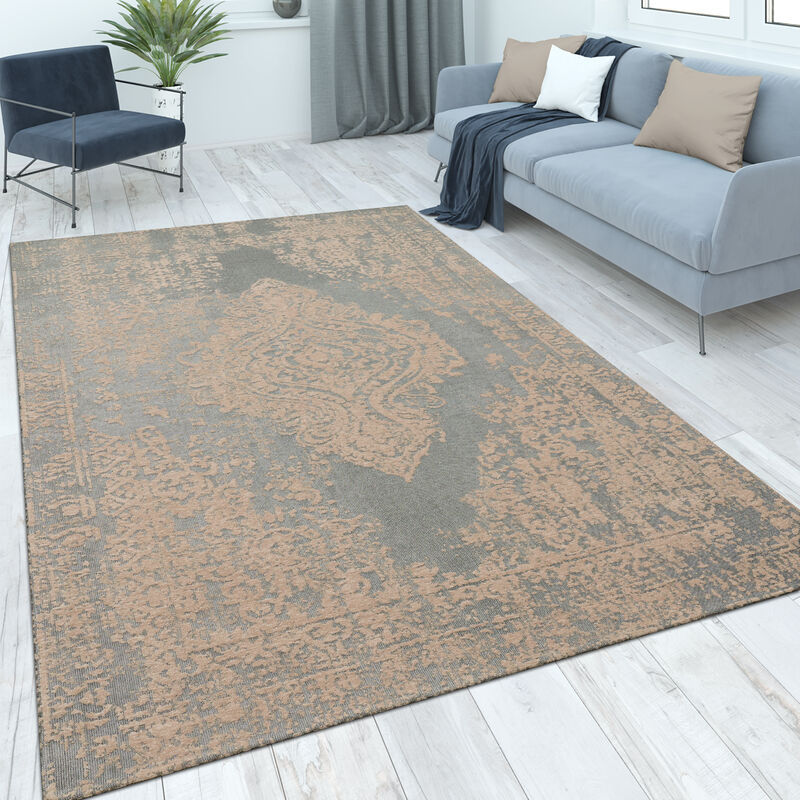 foto del prodotto paco home alfombra salon de habitacion pelo corto vintage motivo oriental ornament 80x150 cm, beige