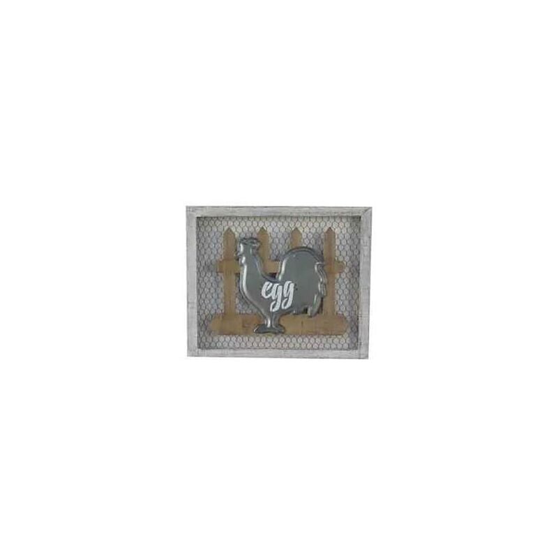 foto del prodotto webmarketpoint quadro legno metallo gallina egg cm 46x38x3