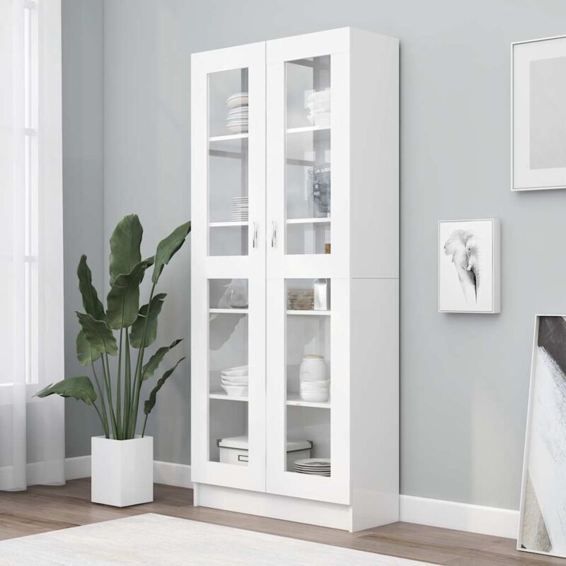 foto del prodotto vidaxl armadietto vetrina bianco 82,5x30,5x185,5 cm legno multistrato