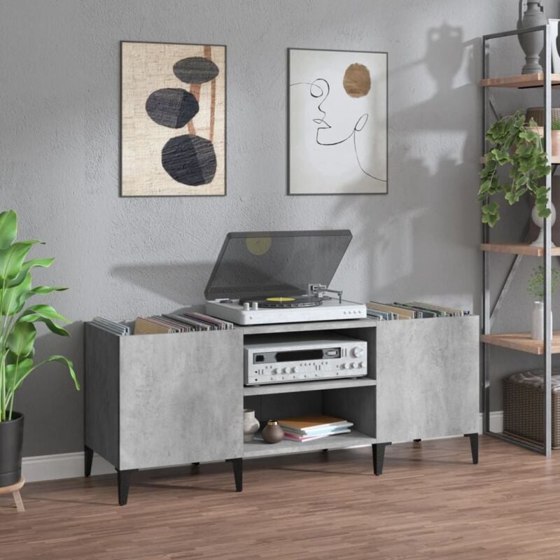 foto del prodotto vidaxl mobile porta dischi grigio cemento 121x38x48 legno multistrato