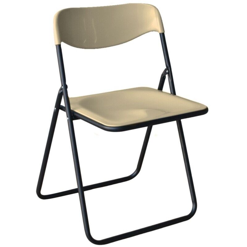 foto del prodotto sedia poker beige metal far acciaio e plastica richiudibile salvaspazio
