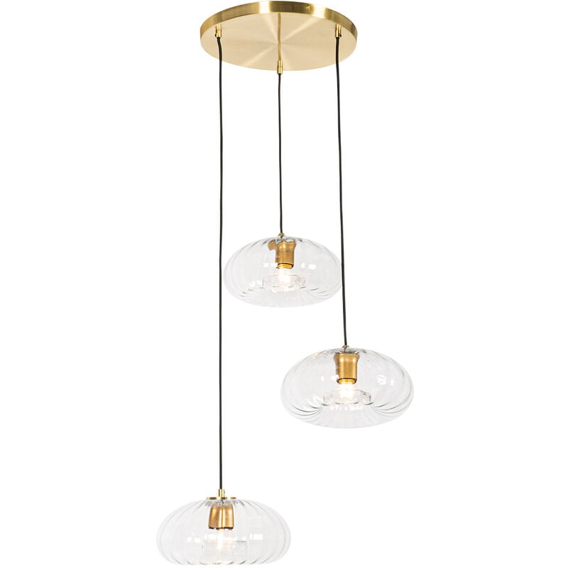 immagine 0 del prodotto lampada a sospensione ayesha art d co vetro,acciaio oro tondo max. 3 x watt qazqa