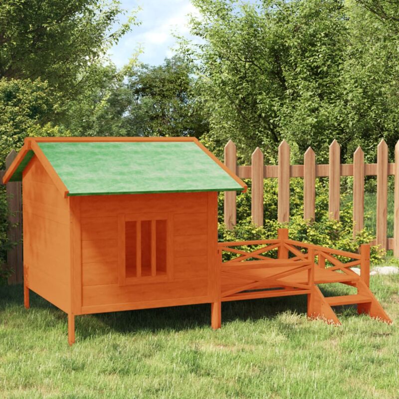 foto del prodotto vidaxl cuccia per cani marrone 159x120x88,5 cm legno massello di pino