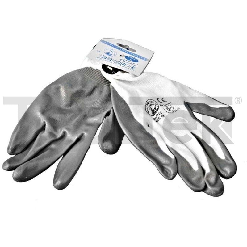 foto del prodotto guanti da lavoro professionali spalmati in nitrile grigio tg.9 12 paia