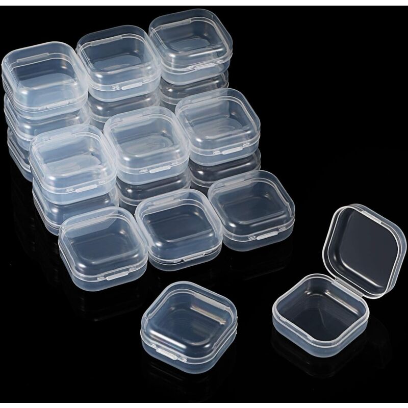 foto del prodotto 36 pezzi contenitori rettangolari in plastica trasparente per perline, scatola portaoggetti per gioielli con coperchio incernierato per piccoli