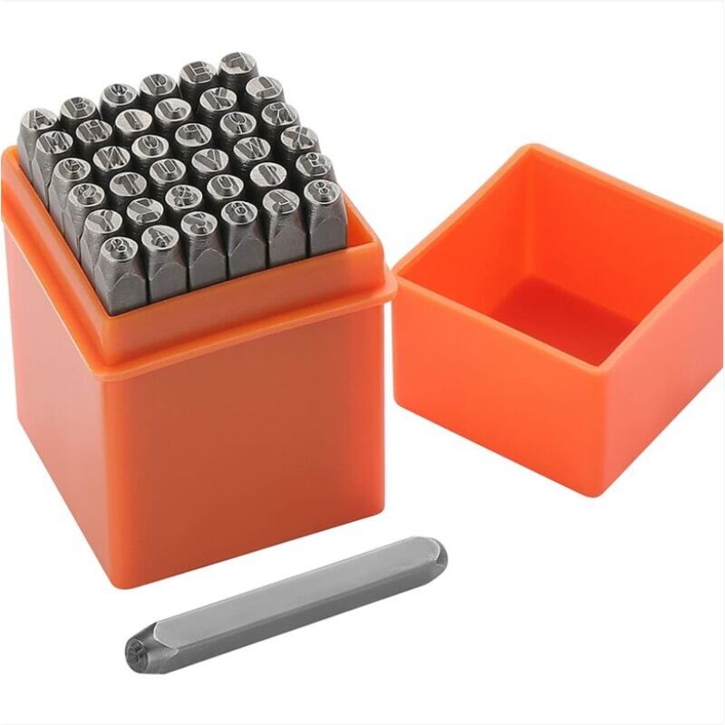 foto del prodotto 36 pezzi per punzonare lettere e numeri, perforare lettere in metallo da 6 mm, az e 0 9 perforare lettere in metallo, punzonare numero per stampare