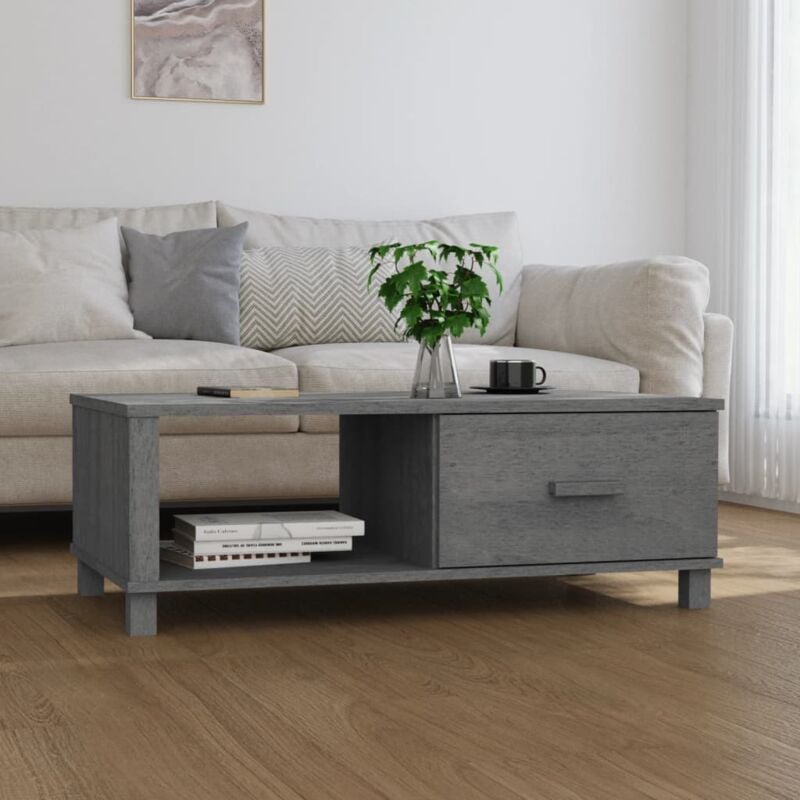 foto del prodotto vidaxl tavolino hamar grigio scuro 100x55x35 cm legno massello di pino