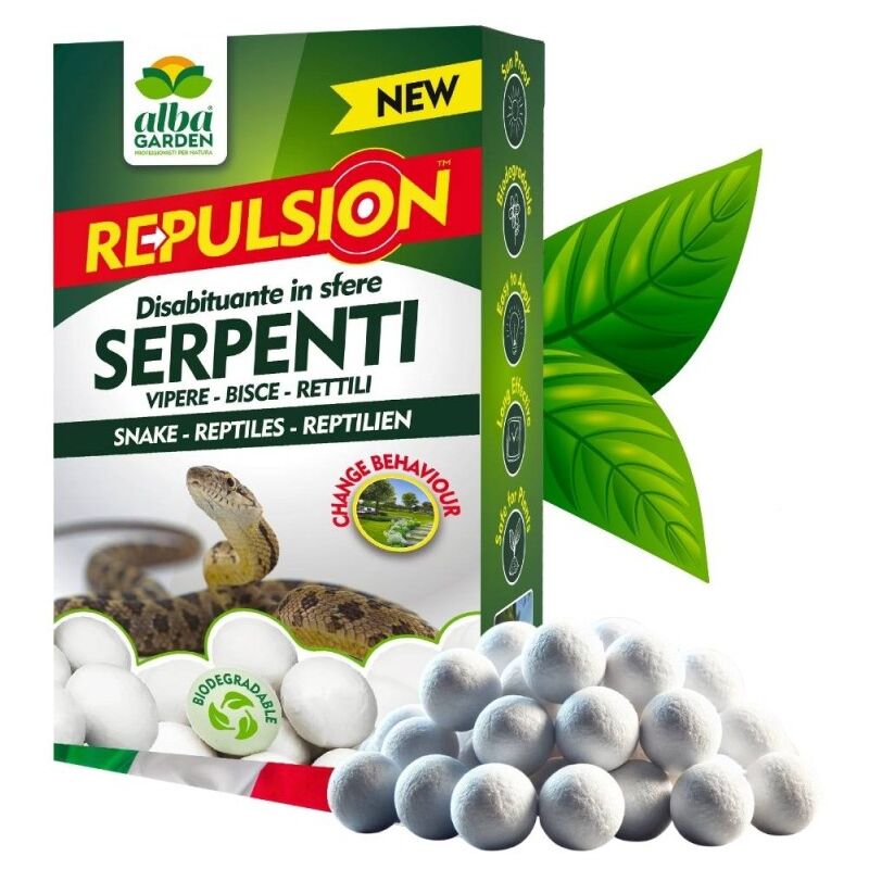 foto del prodotto albagarden disabituante serpenti e rettili repellente in sfere di cellulosa barriera vegetale olfattiva anti rettili allontana i rettili x 100 g