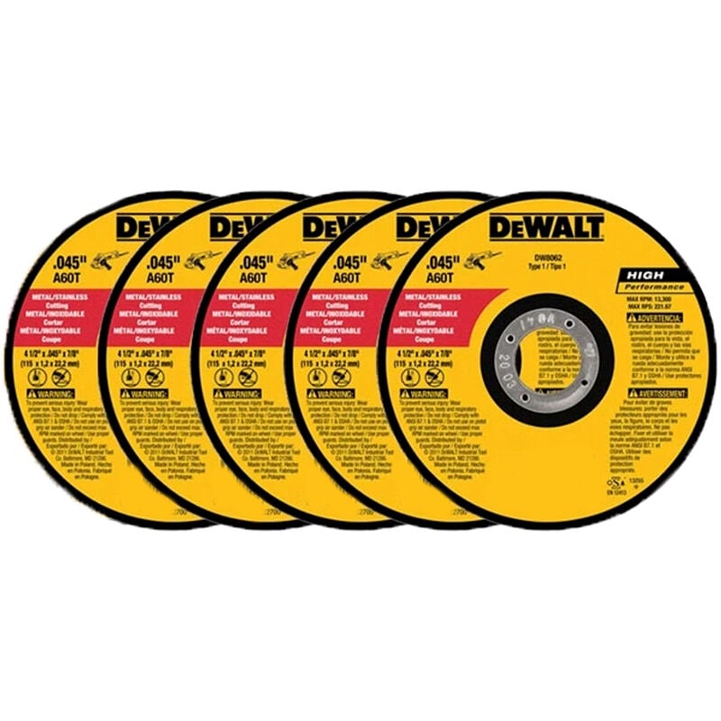 foto del prodotto disco abrasivo da taglio per ferro smerigliatrice metallo kit 5 pz 115mm dw8062