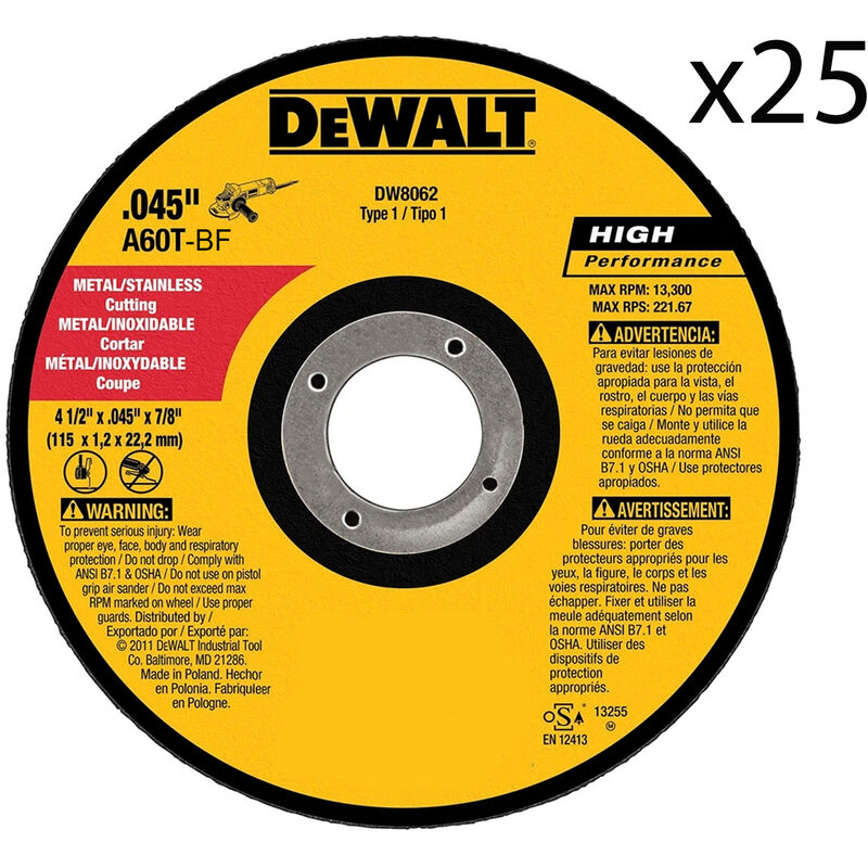 foto del prodotto bes disco abrasivo da taglio per ferro smerigliatrice metallo kit 25 pz 115mm dw8062