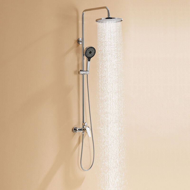 immagine 0 del prodotto auralum colonna doccia con miscelatore cromo set de doccia con 10 pollici abs soffione e doccetta a 3 funzioni, altezza regolabile 1030 mm 1390 mm.