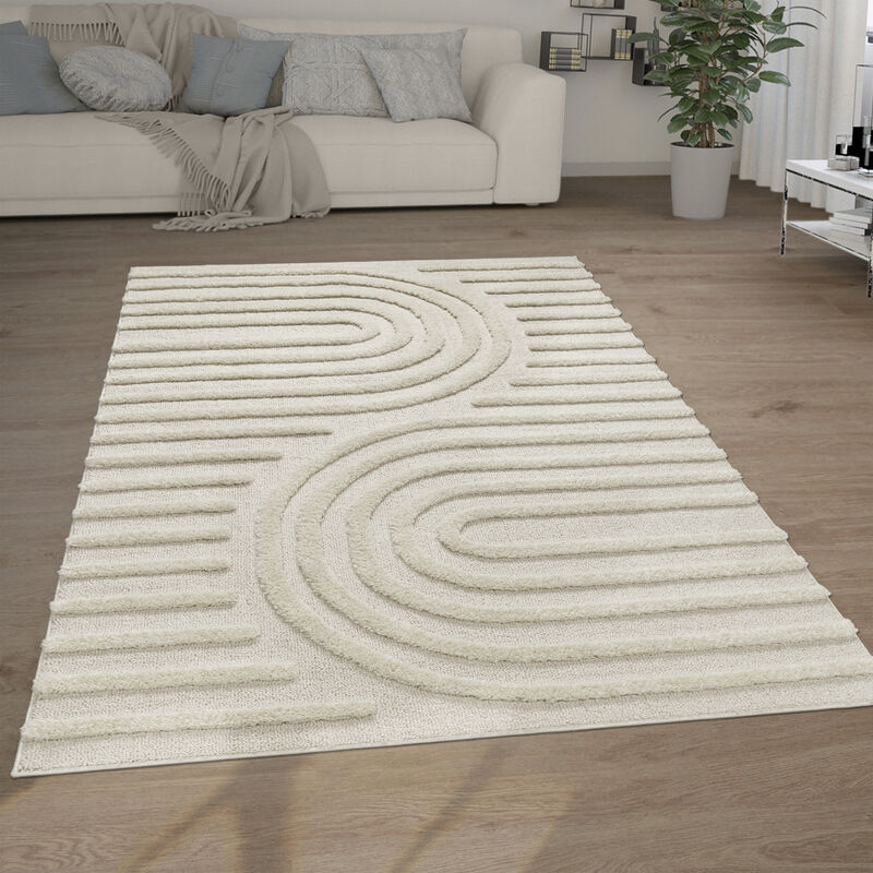 foto del prodotto paco home tappeto salotto pelo lungo shaggy effetto 3d etnico boho vintage morbido 120x160 cm, crema 7