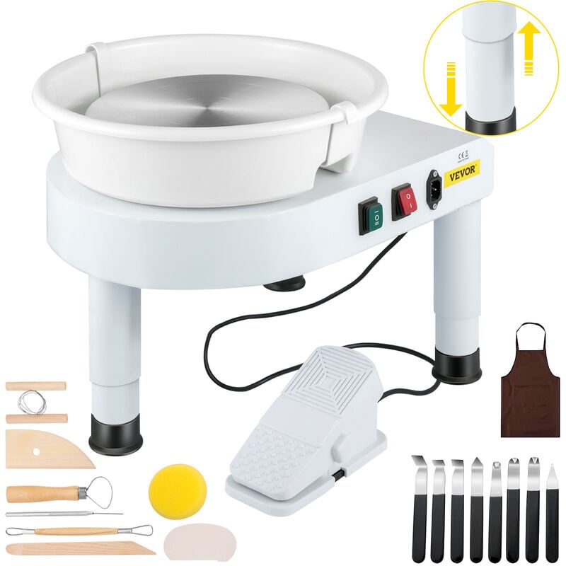 foto del prodotto mophorn vevor kit 16 pz macchina per argilla ceramica, 11 pollici potenza 450 w gcjx 008 macchina per ruote da ceramica pedale bianca per