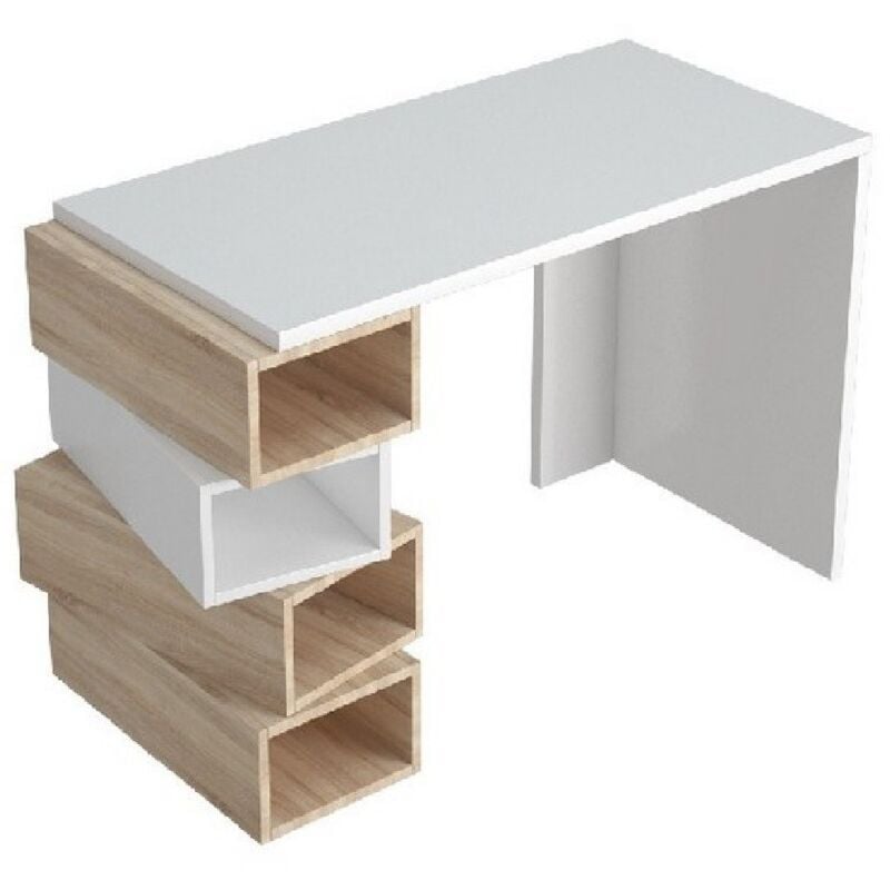 foto del prodotto epikasa scrivania laura, truciolare melaminico, bianco, sonoma, 120x60x75 cm