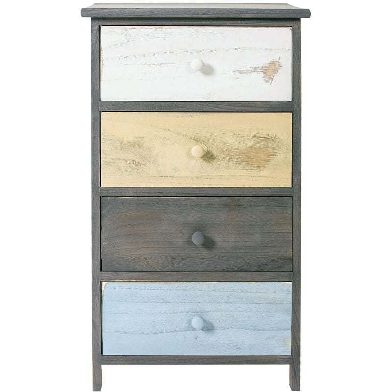 foto del prodotto rebecca mobili cassettiera armadietto 4 cassetti legno grigio beige 72x40x29