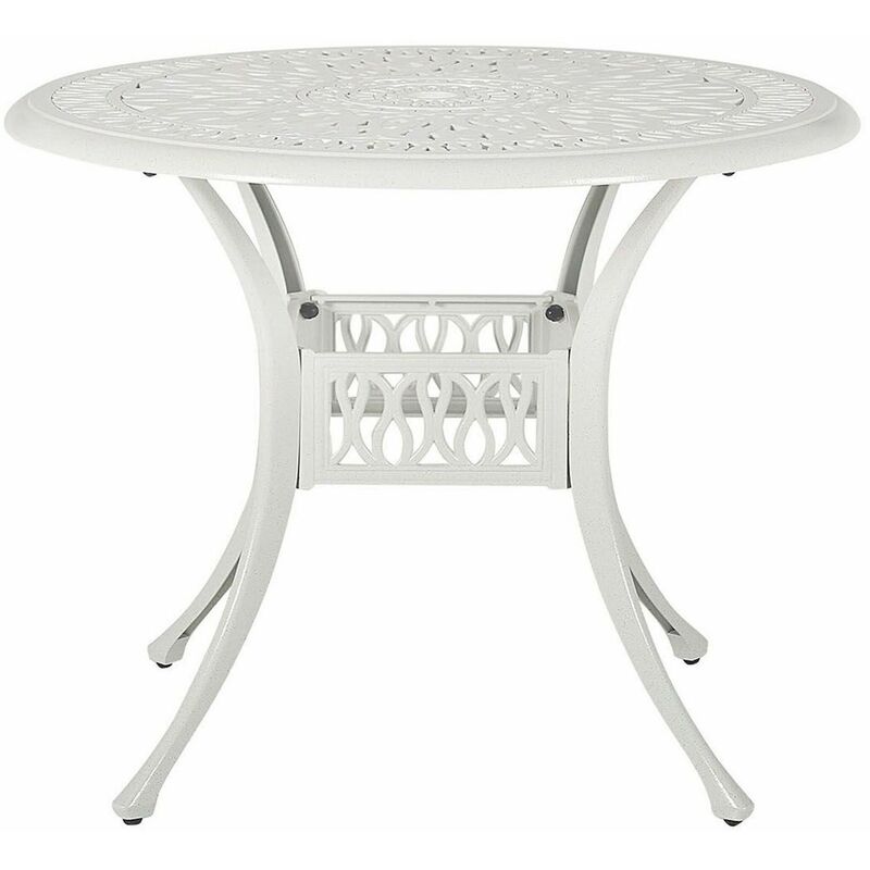 foto del prodotto tavolo rotondo da giardino stile vintage alluminio bianco sporco 90 cm ancona