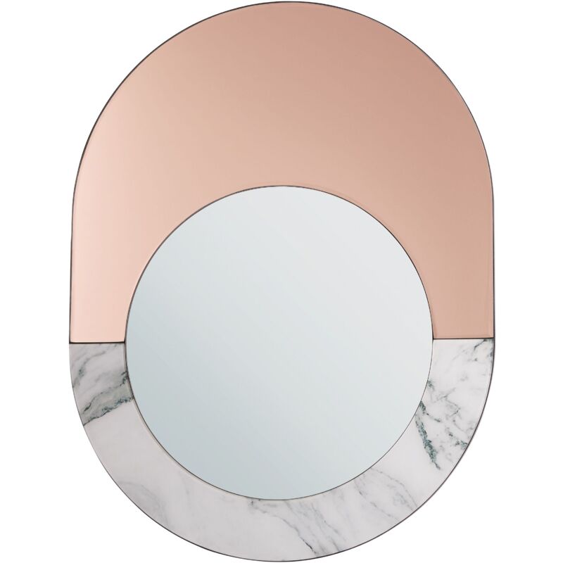 foto del prodotto moderno specchio da parete ovale decorativo 65 x 50 cm effetto marmo rety