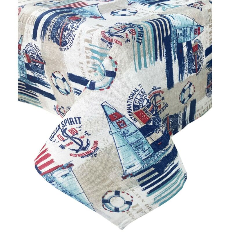 foto del prodotto tex family tovaglia antimacchia resinata torino mare vela blu cm. 140x240 x12 persone