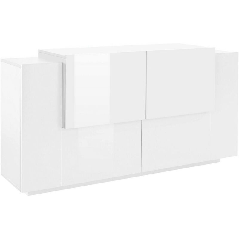 foto del prodotto credenza muscari, madia da cucina a 2 ante e 2 cassetti, buffet da soggiorno, 100 made in italy, cm 160x45h86, bianco lucido dmora