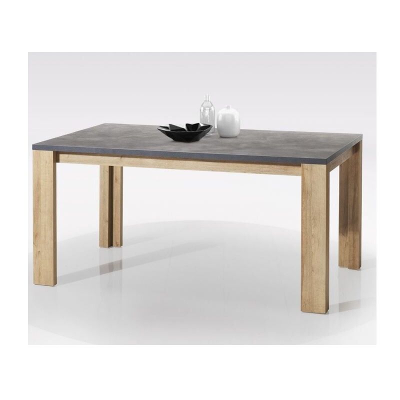 foto del prodotto tavolo 160 x 90 cm grigio con gambe in legno rovere naturale monza