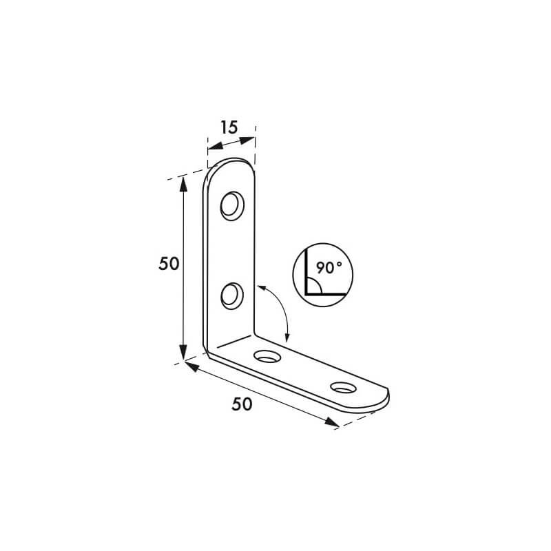 foto del prodotto piastra supporto angolare 50x50x15mm, acciaio zincato thirard