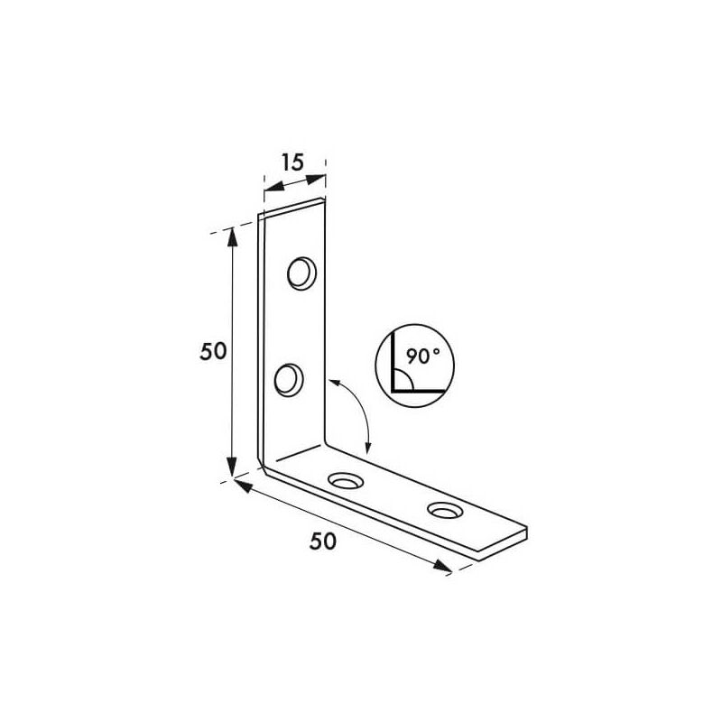 foto del prodotto piastra rinforzo angolare 50x50x15mm, acciaio zincato thirard