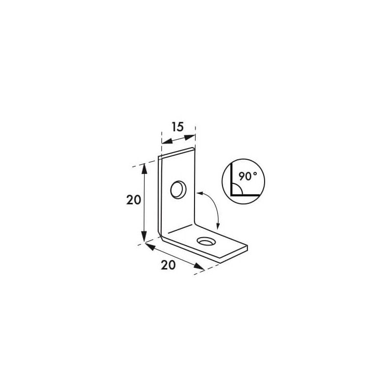 foto del prodotto piastra rinforzo angolare 20x20x15mm, acciaio zincato thirard