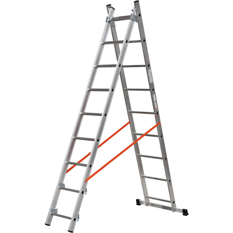 immagine 0 del prodotto scala a due elementi in alluminio dotata di stabilizzatore di base e limitatore di altezza 2 x 7 gradini