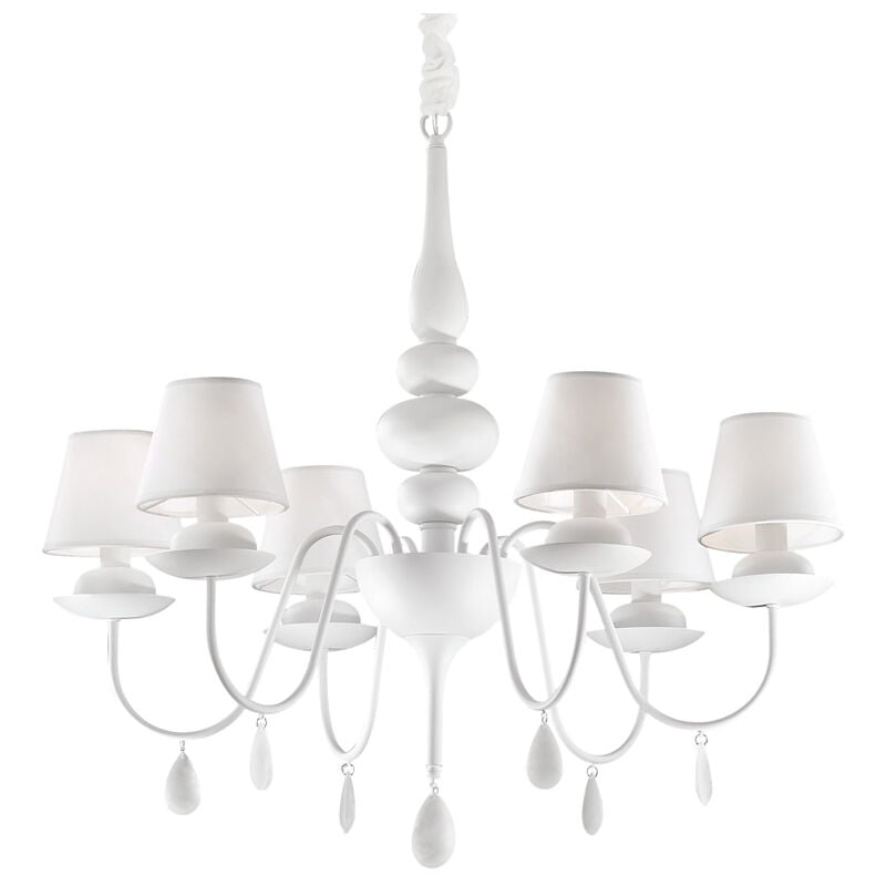 foto del prodotto lampadario shabby chic provenzale blanche metallo bianco 6 luci e14