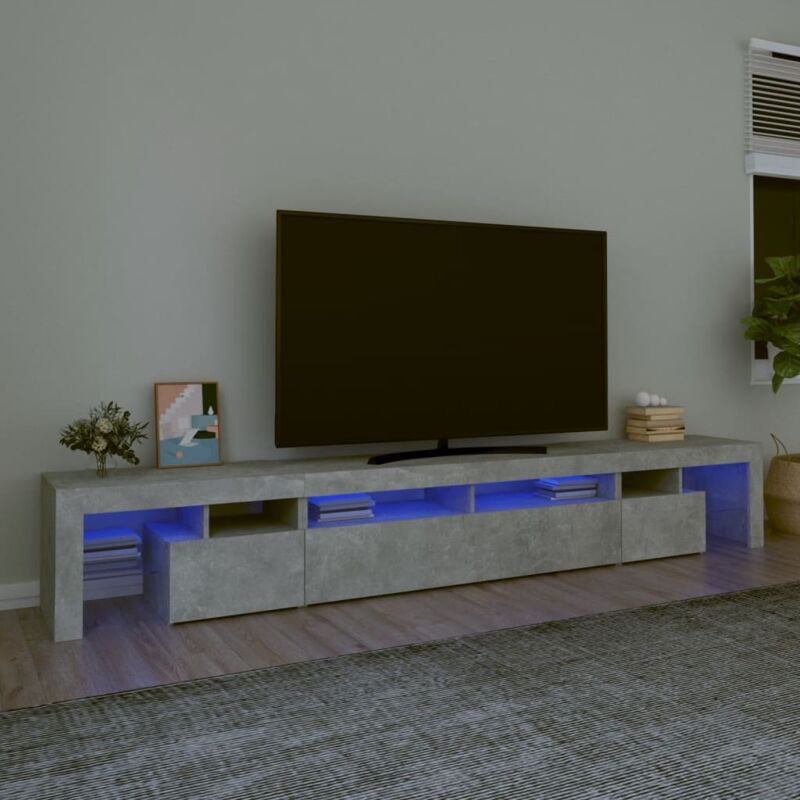 foto del prodotto vidaxl mobile porta tv con luci led grigio cemento 260x36,5x40 cm