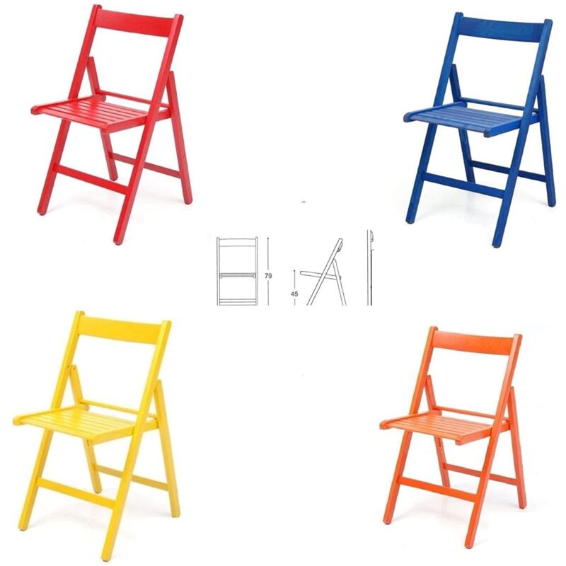 immagine 0 del prodotto sedie richiudibili in legno masello colorato vari colori set 4