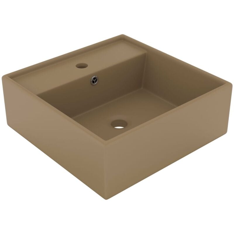 foto del prodotto vidaxl lavabo troppopieno quadrato crema opaco 41x41cm ceramica